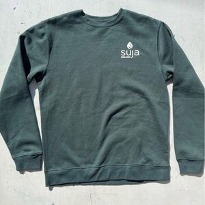 Men's SUJA Juice Sweatshirt Green Spell-Out M Crew Health Cold Press San Diego